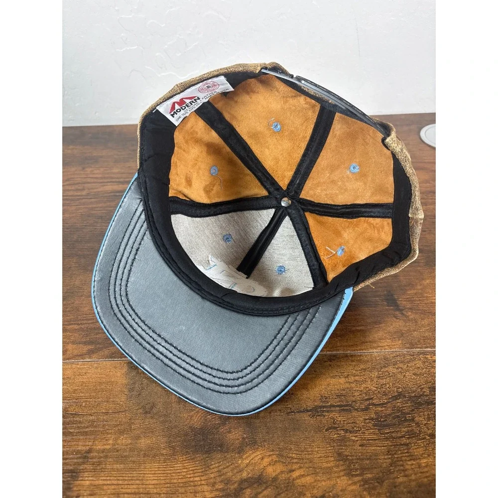 Modern Sportswear UNC Tar Heels Hat Brown Leather Blue Snapback Made in USA NWT